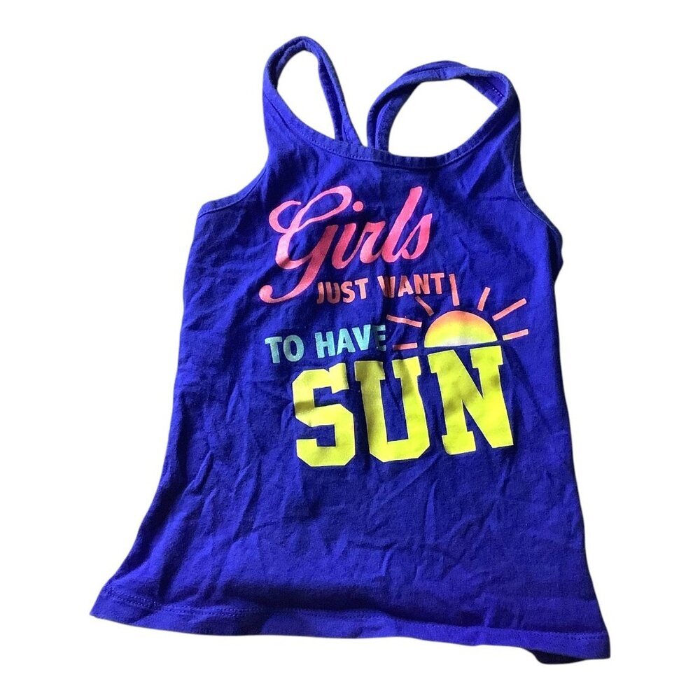 The Children's Place Girls Blue Racerback Tank Top 5/6 Cotton Sleeveless‎ Summer